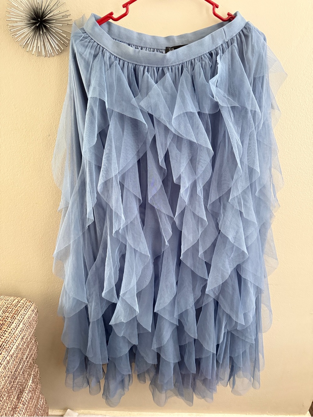Soho Apparel Dusty Blue Layered Ruffle Tulle Skirt